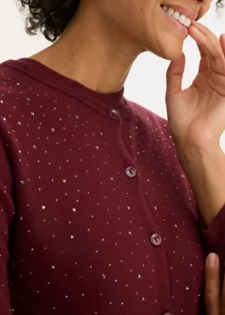 Chaqueta de punto con piedras brillantes