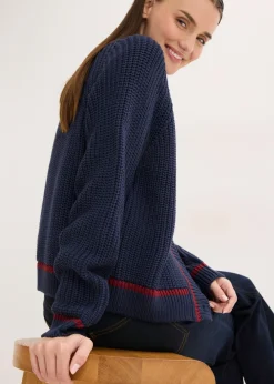 Chaqueta de punto con rayas en contraste