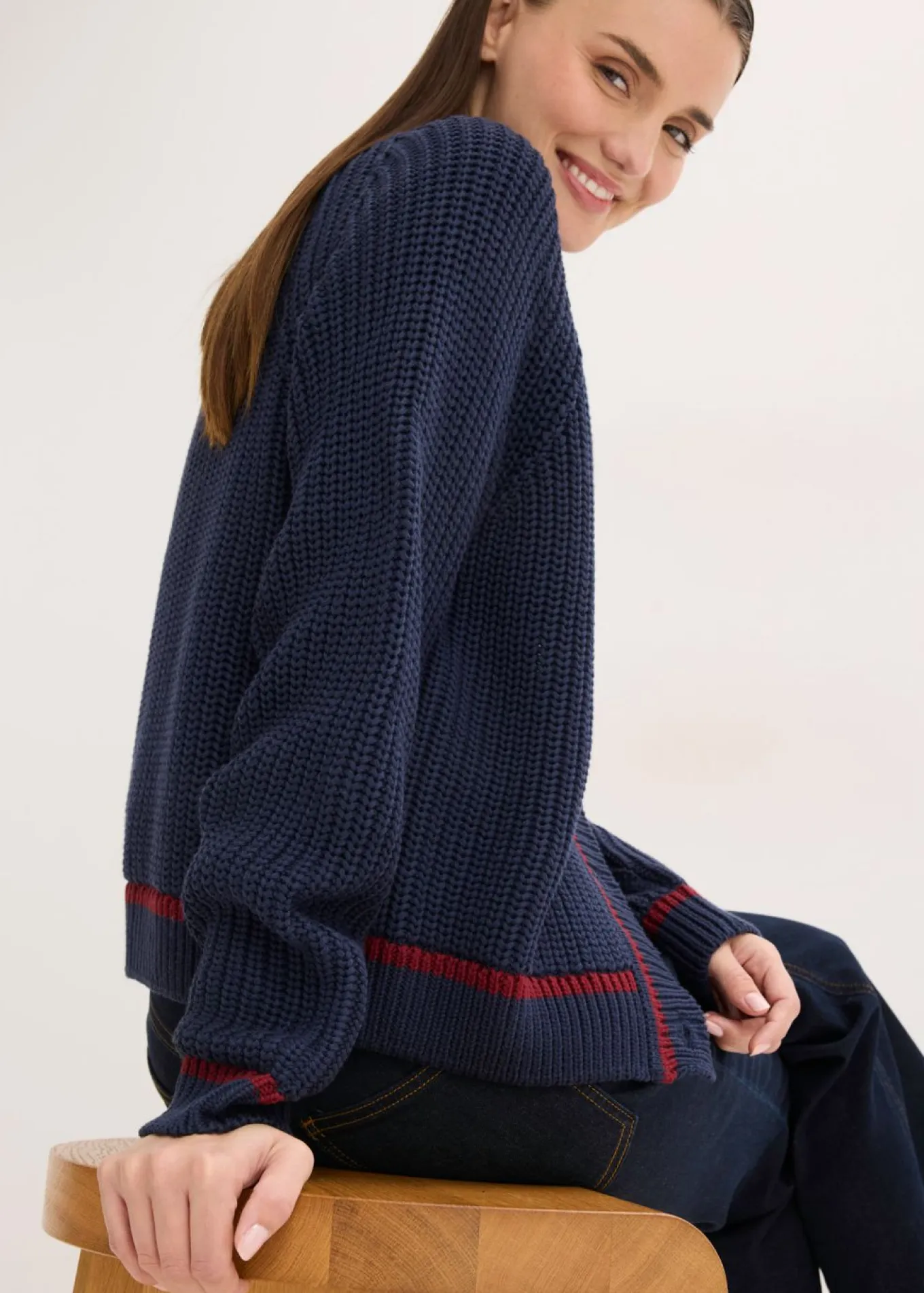 Chaqueta de punto con rayas en contraste