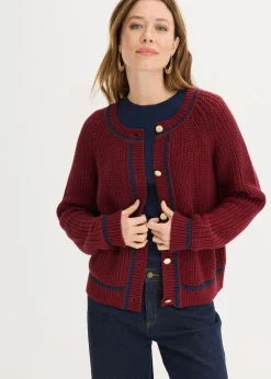 Chaqueta de punto con rayas en contraste
