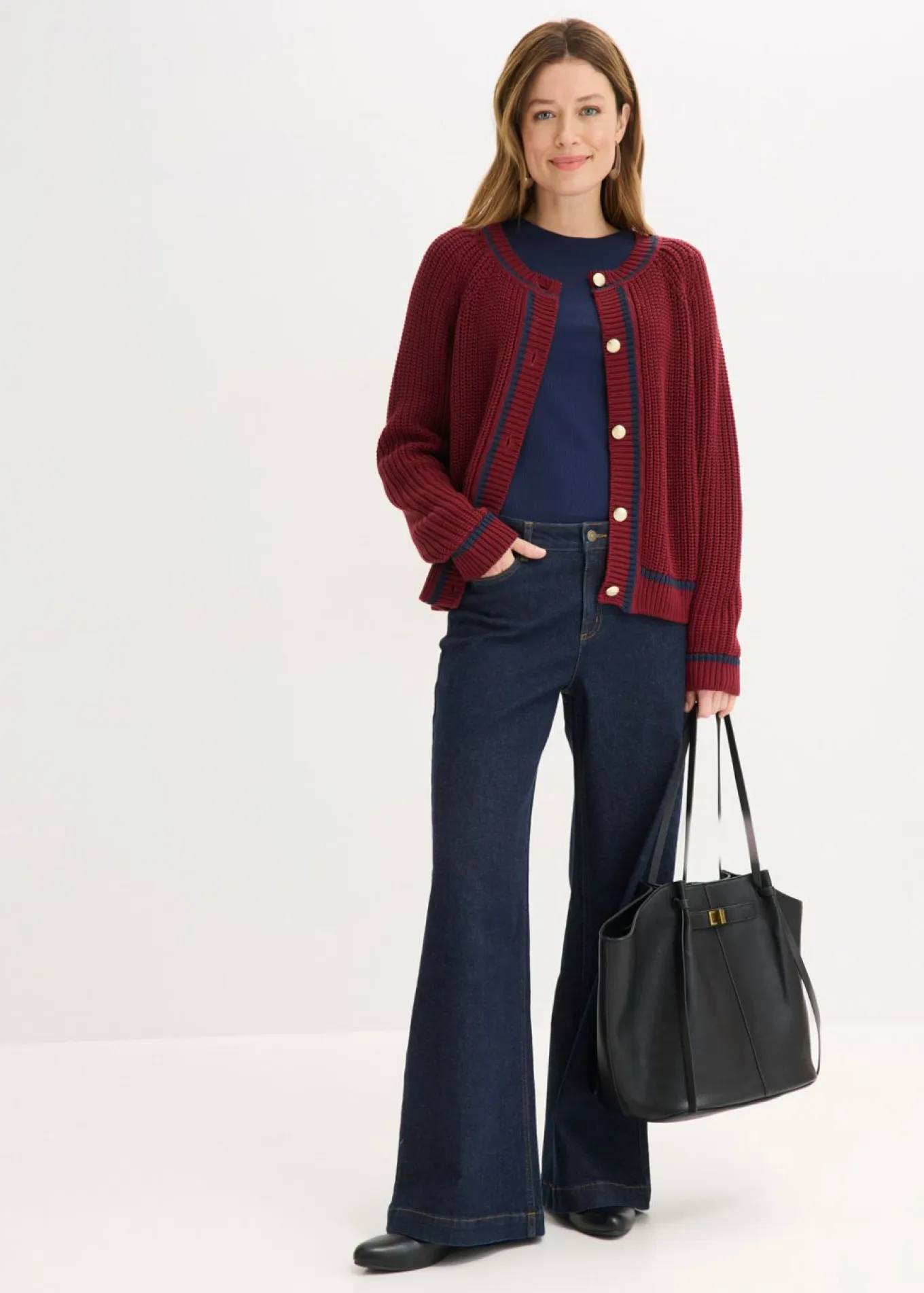 Chaqueta de punto con rayas en contraste