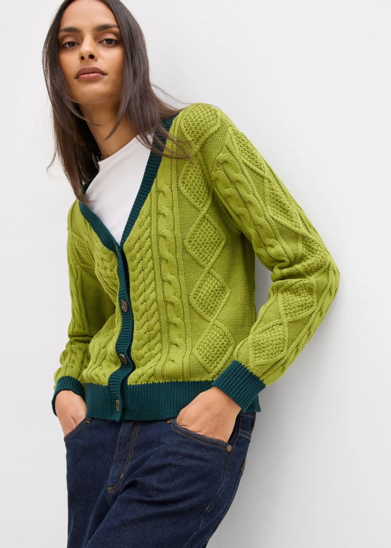 Chaqueta de punto de algodón puro