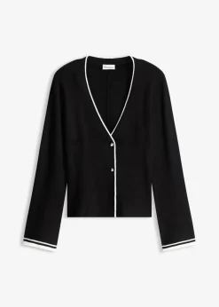 Chaqueta de punto de canalé de mezcla de viscosa