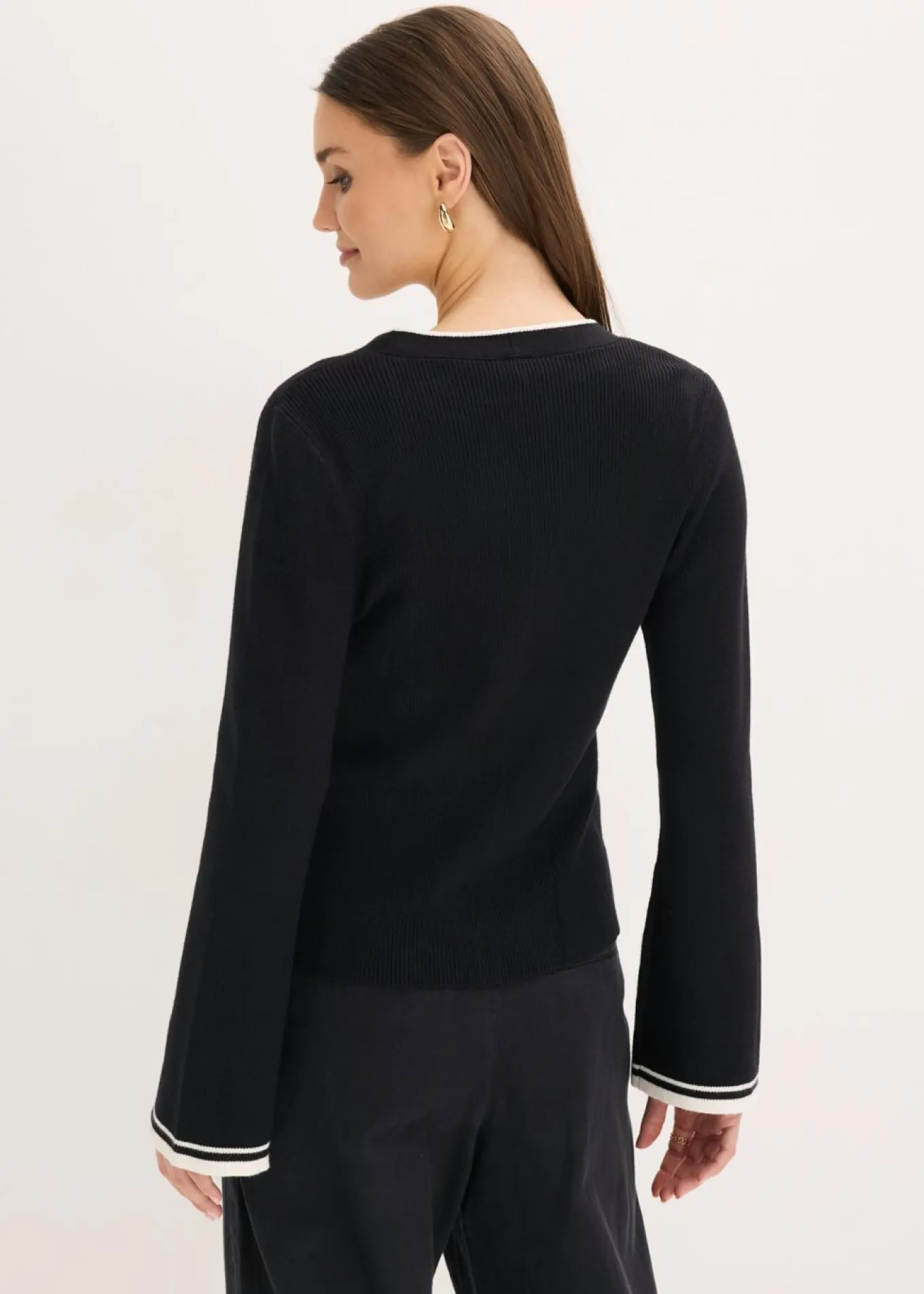 Chaqueta de punto de canalé de mezcla de viscosa