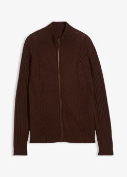 Chaqueta de punto de canalé de mezcla de algodón
