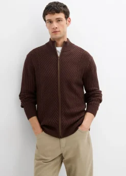 Chaqueta de punto de canalé de mezcla de algodón