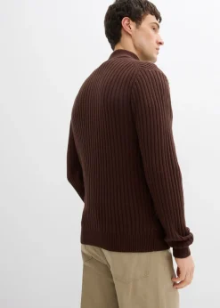 Chaqueta de punto de canalé de mezcla de algodón