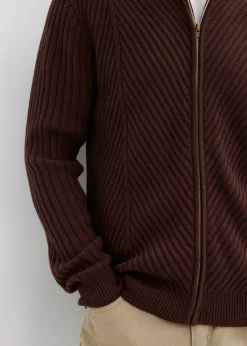 Chaqueta de punto de canalé de mezcla de algodón