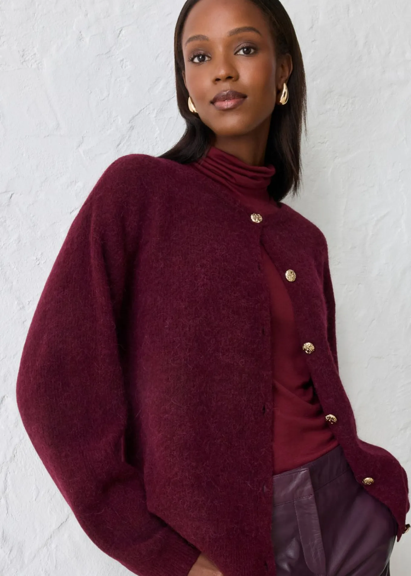 Chaqueta de punto de mezcla de alpaca