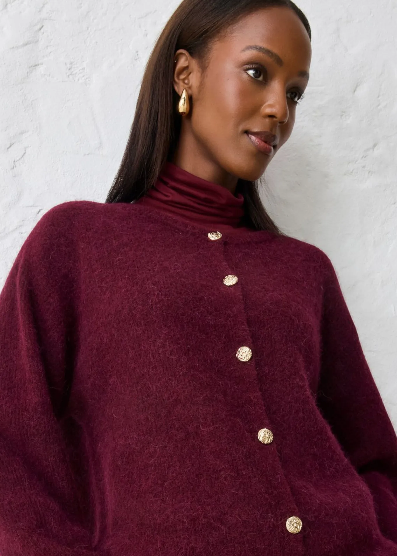 Chaqueta de punto de mezcla de alpaca