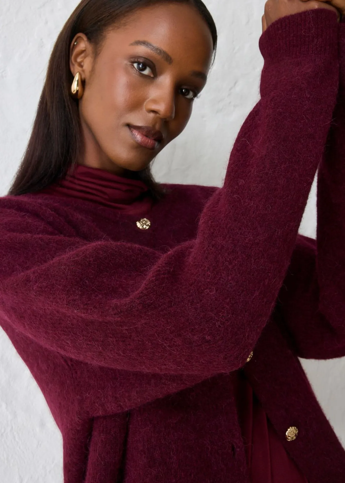 Chaqueta de punto de mezcla de alpaca