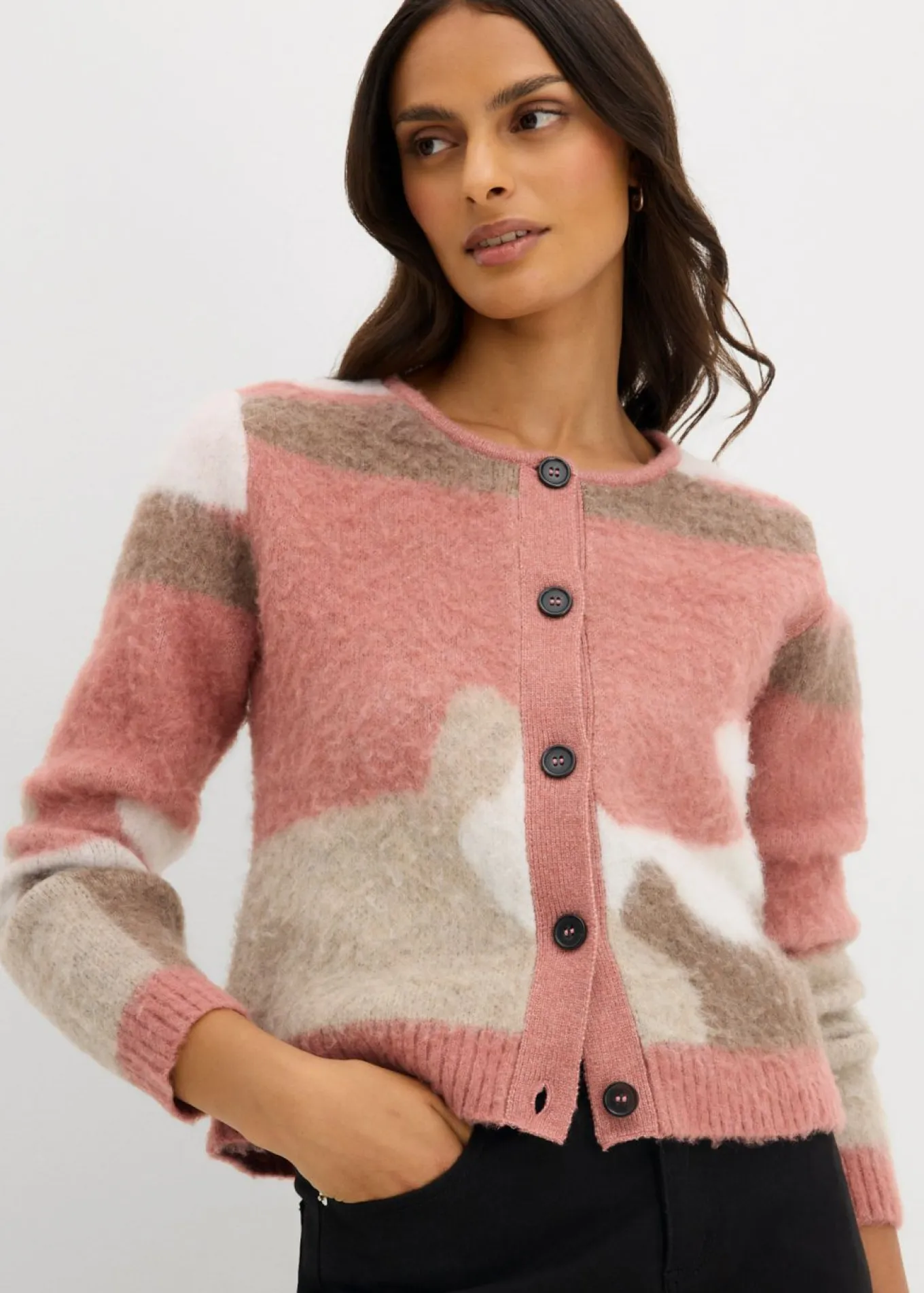 Chaqueta de punto estampada con botones