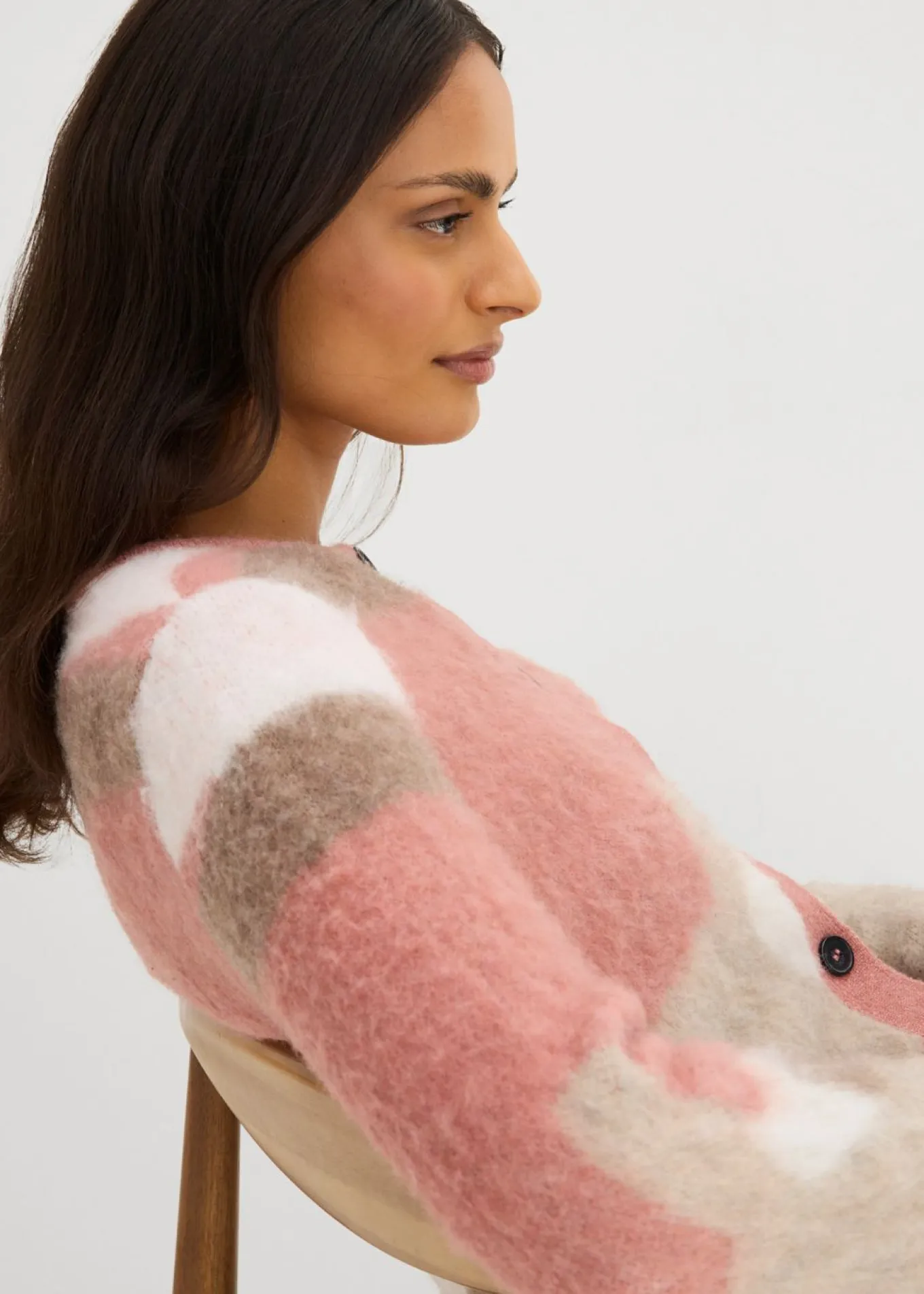 Chaqueta de punto estampada con botones