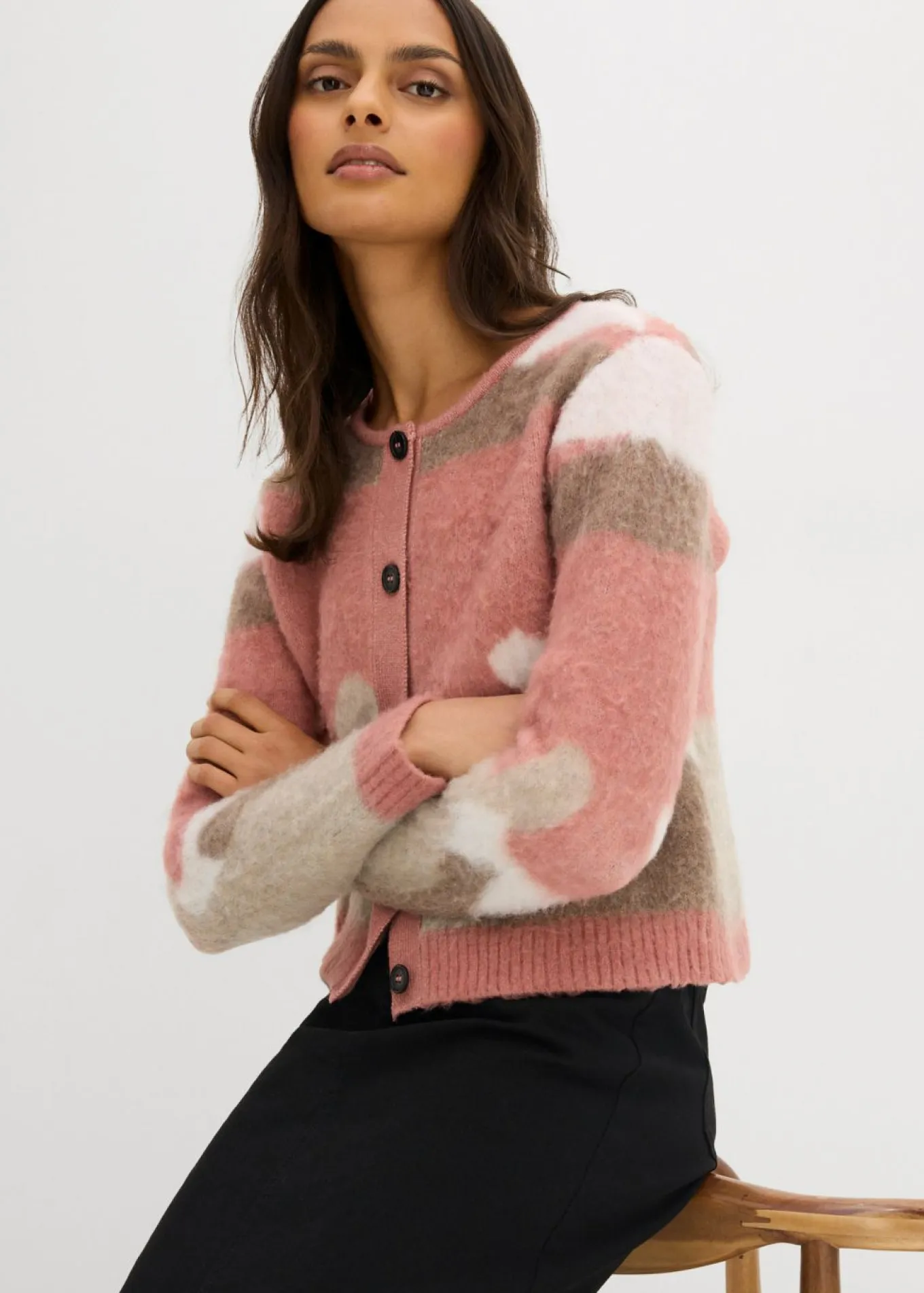 Chaqueta de punto estampada con botones