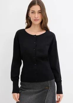 Chaqueta de punto fino con cuello redondo