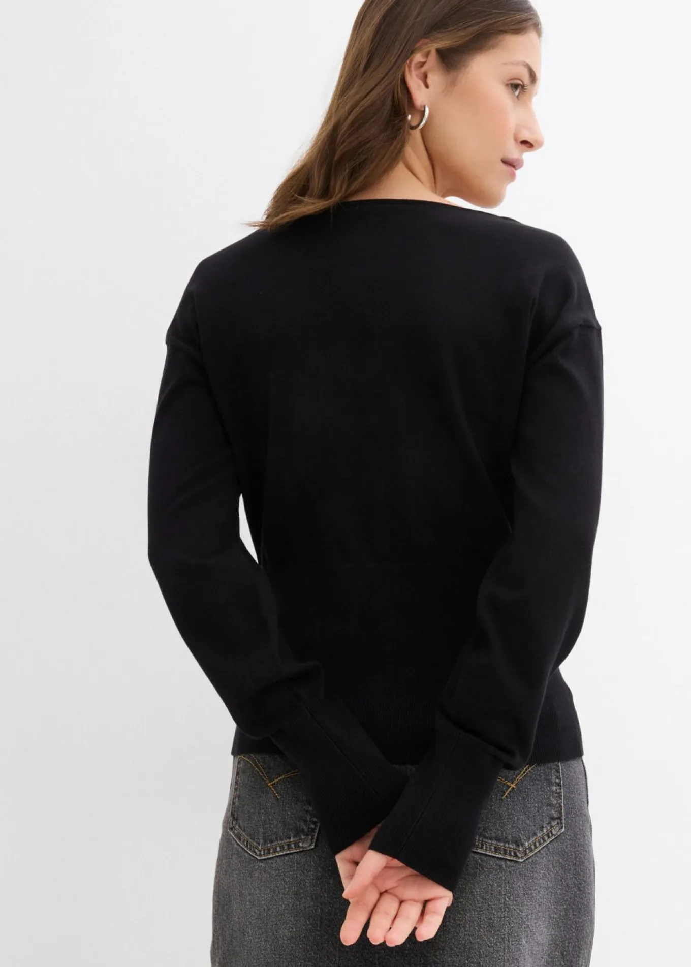 Chaqueta de punto fino con cuello redondo