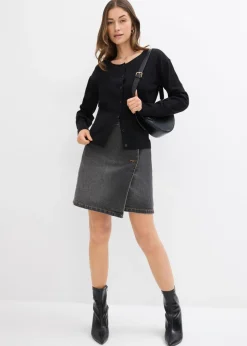 Chaqueta de punto fino con cuello redondo