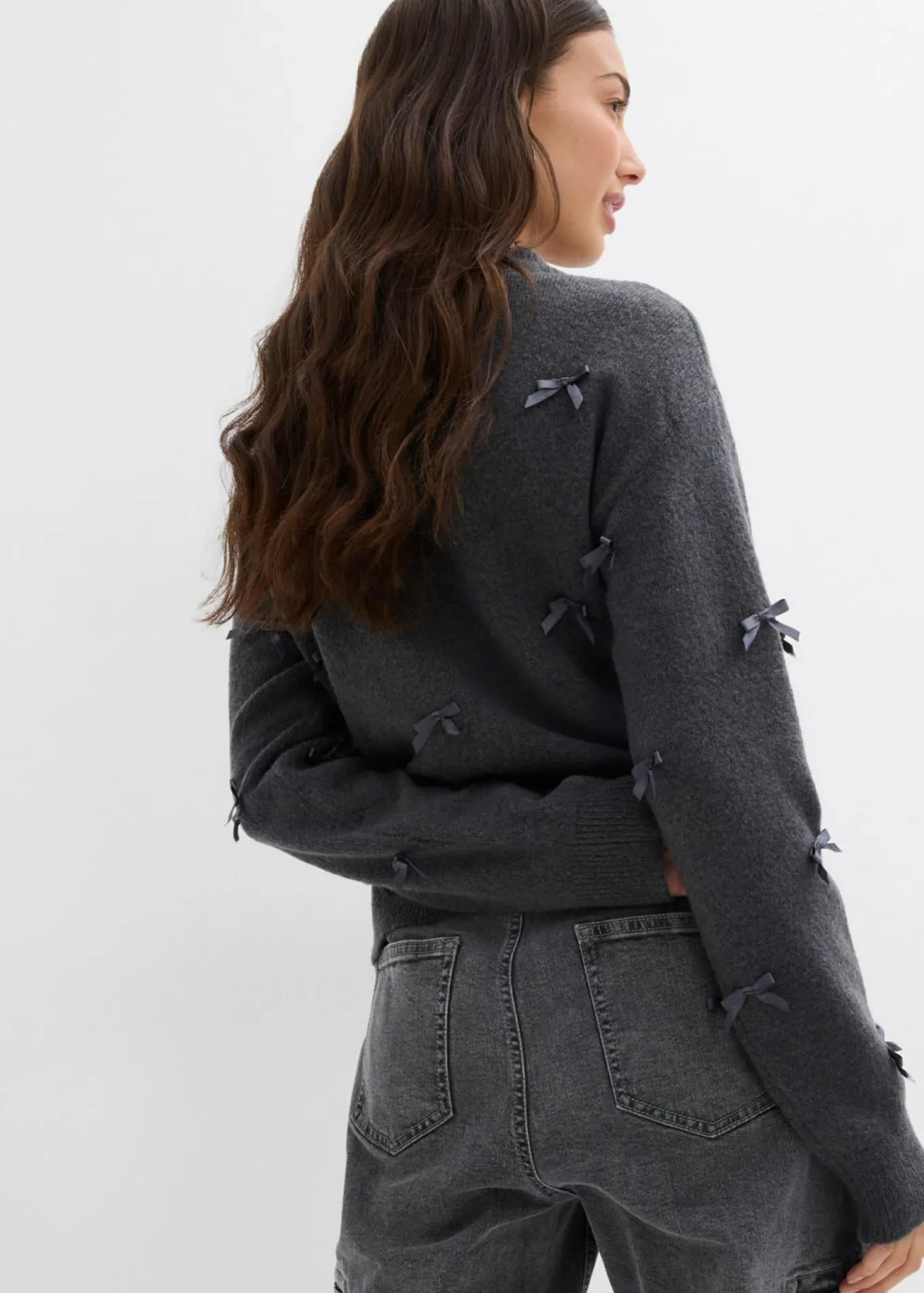 Chaqueta de punto fino con lazos