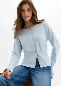 Chaqueta de punto fino con cuello redondo