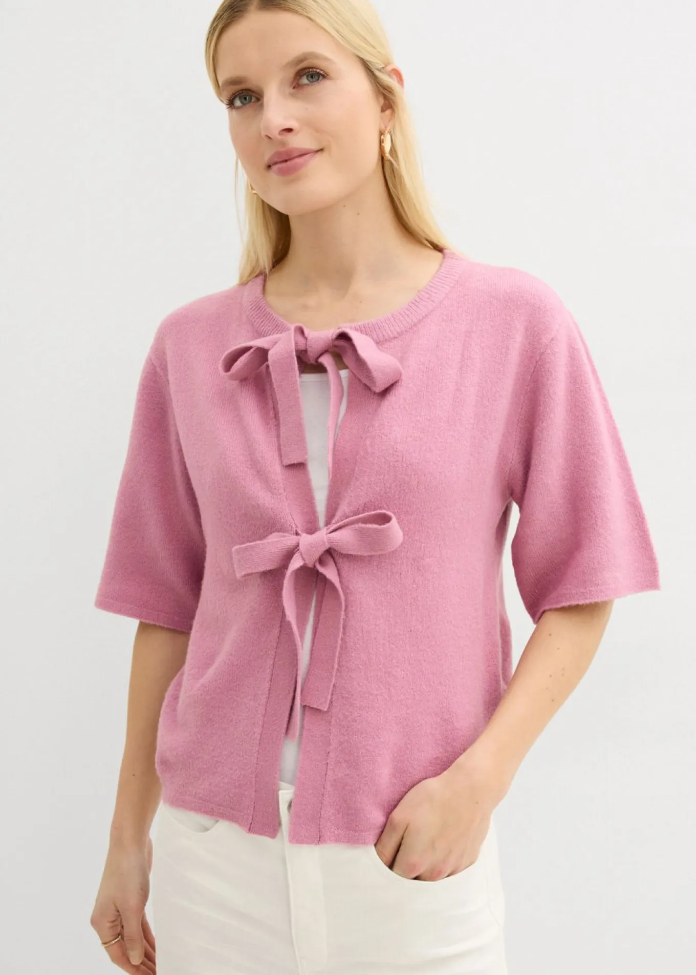 Chaqueta de punto fino con lazo