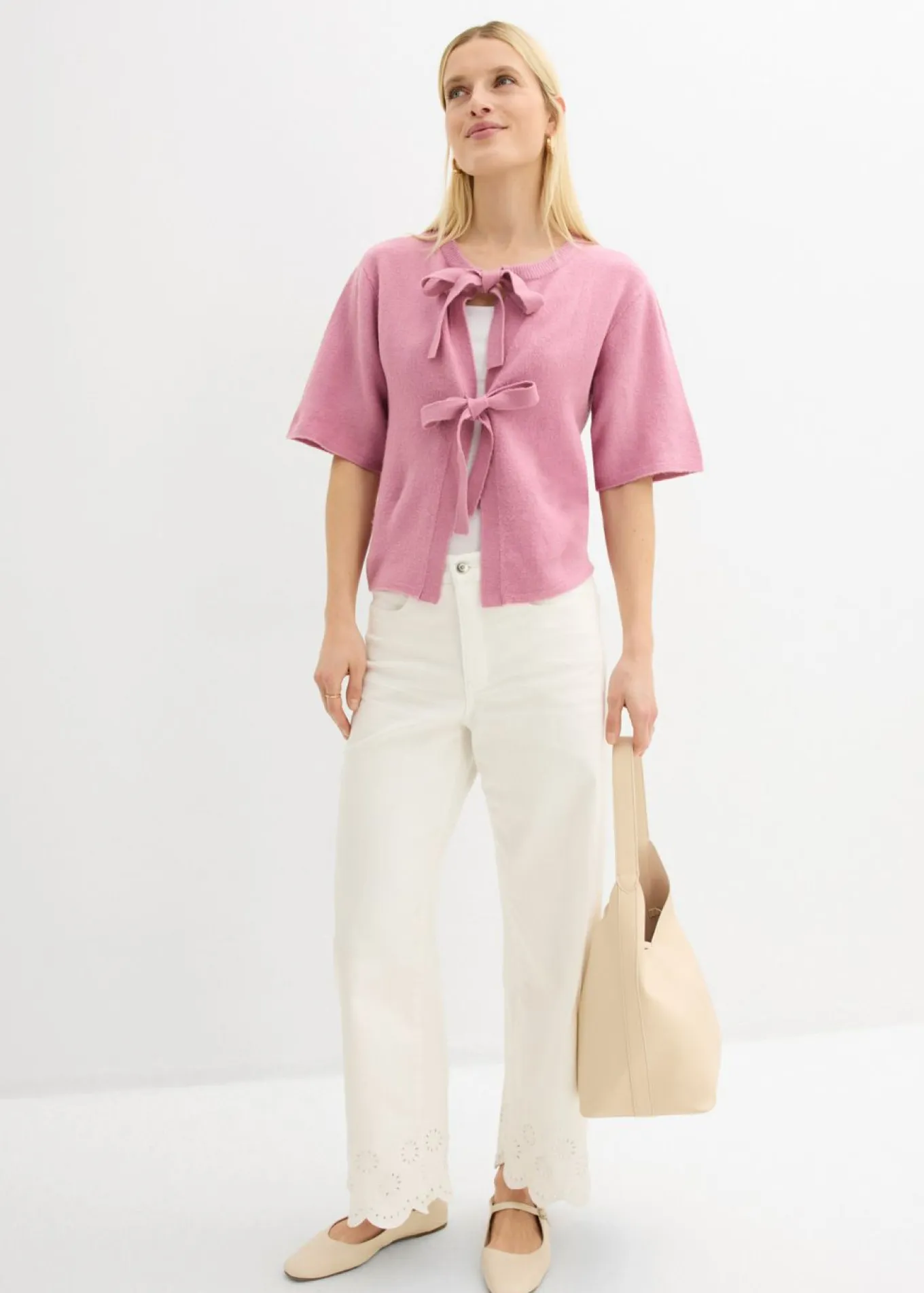 Chaqueta de punto fino con lazo