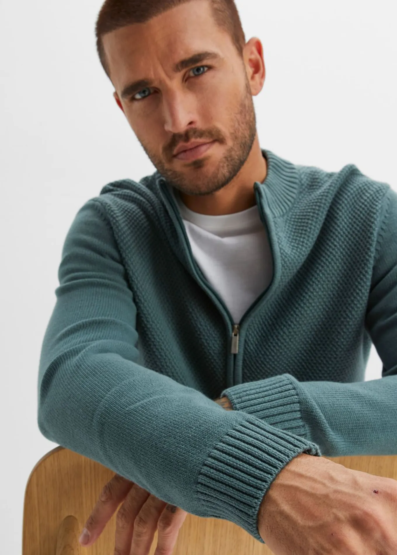 Chaqueta de punto fino de algodón puro