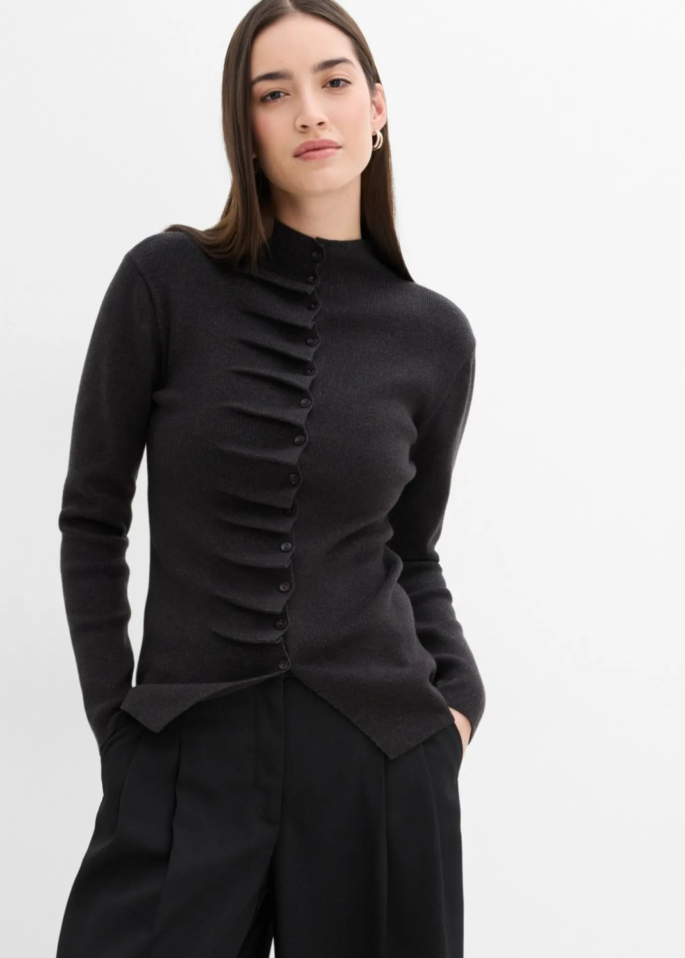 Chaqueta de punto fino de mezcla de viscosa suave