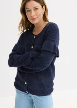 Chaqueta de punto fino de mezcla de algodón
