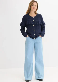 Chaqueta de punto fino de mezcla de algodón