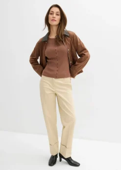 Chaqueta de punto fino de mezcla de viscosa suave