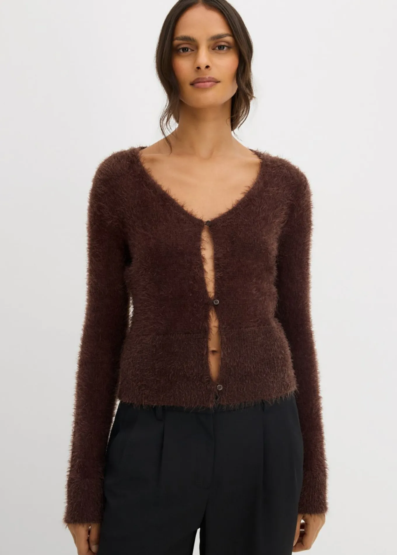 Chaqueta de punto fino de hilo suave