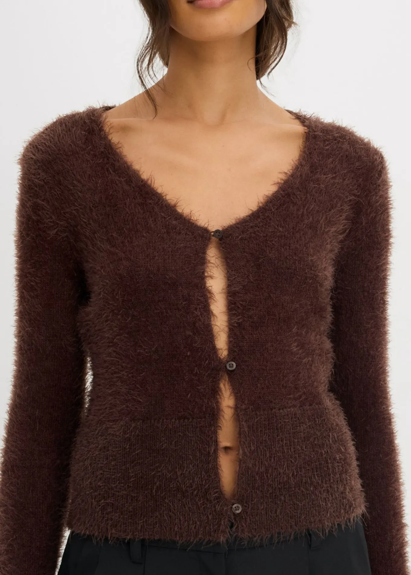 Chaqueta de punto fino de hilo suave