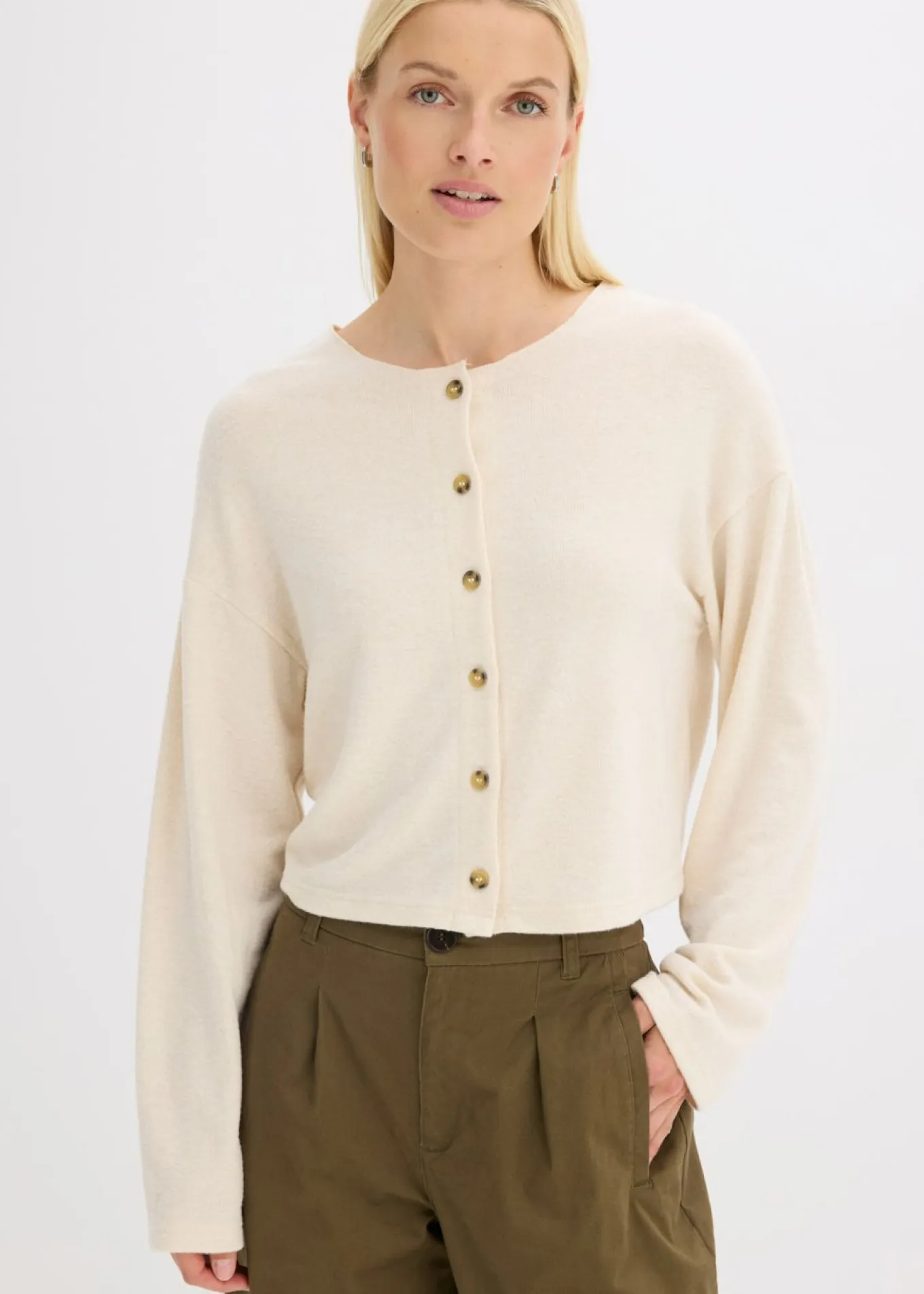 Chaqueta de punto fino de canalé