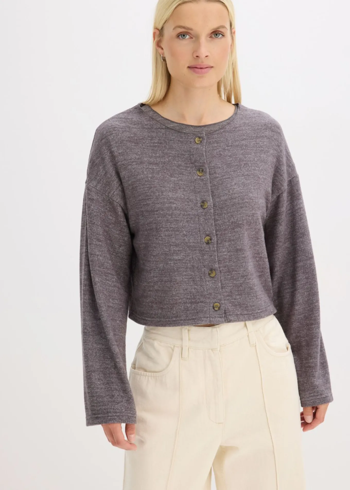 Chaqueta de punto fino de canalé