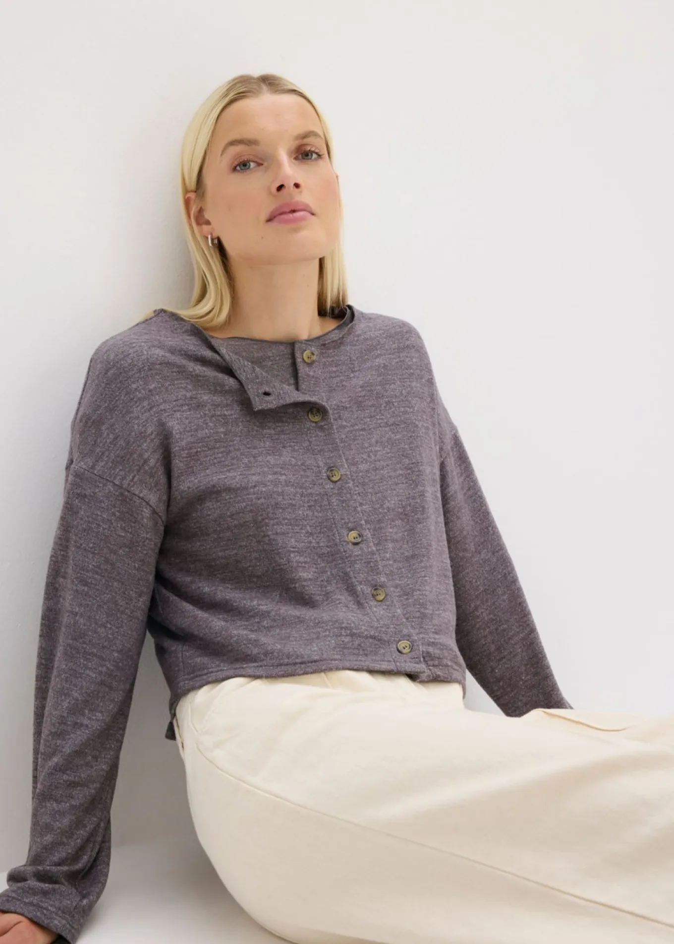 Chaqueta de punto fino de canalé