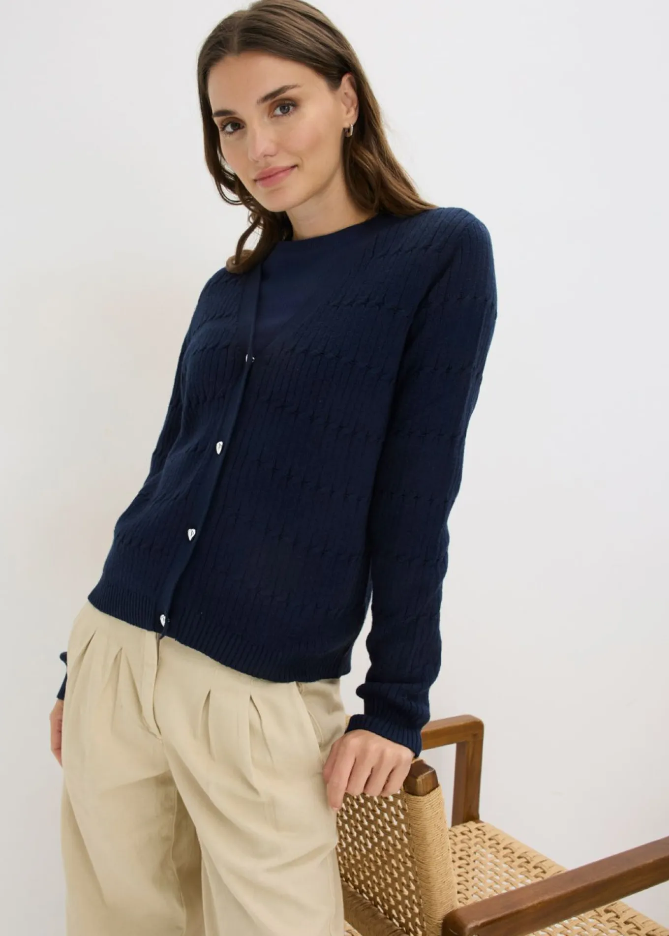 Chaqueta de punto fino de mezcla de viscosa