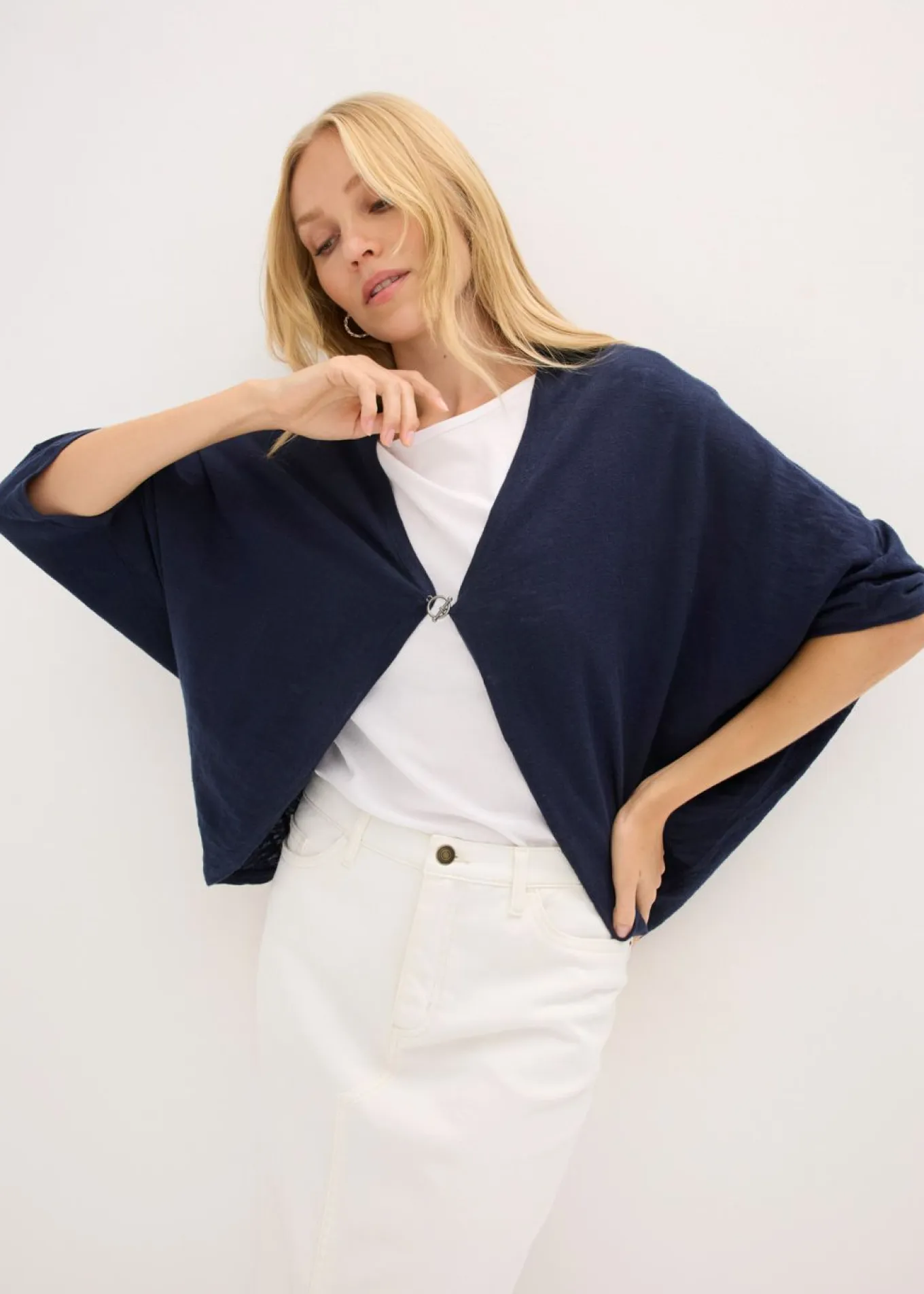Chaqueta de punto fino de algodón puro