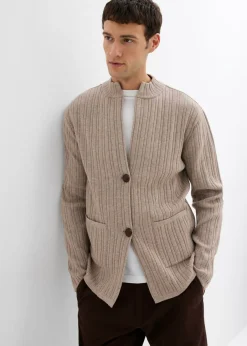 Chaqueta de punto fino de canalé