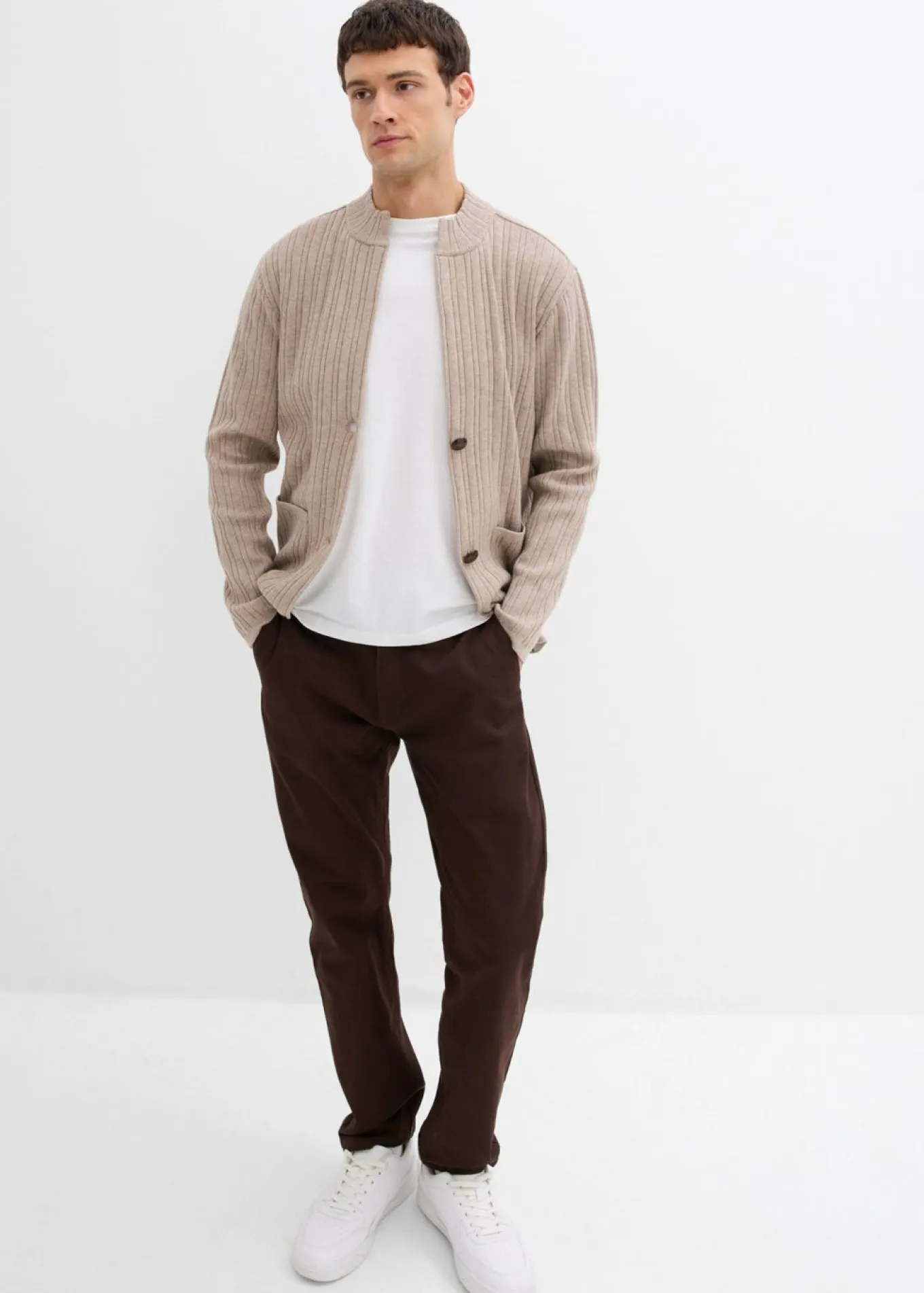 Chaqueta de punto fino de canalé