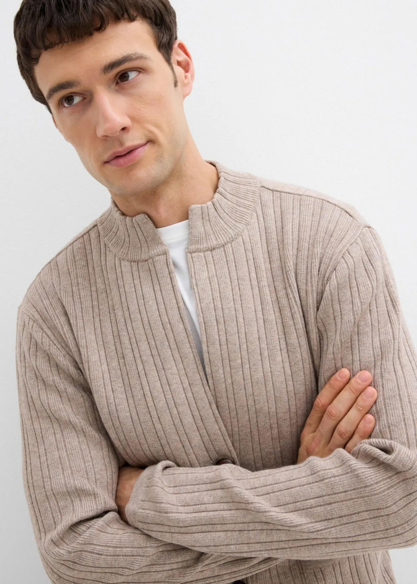 Chaqueta de punto fino de canalé