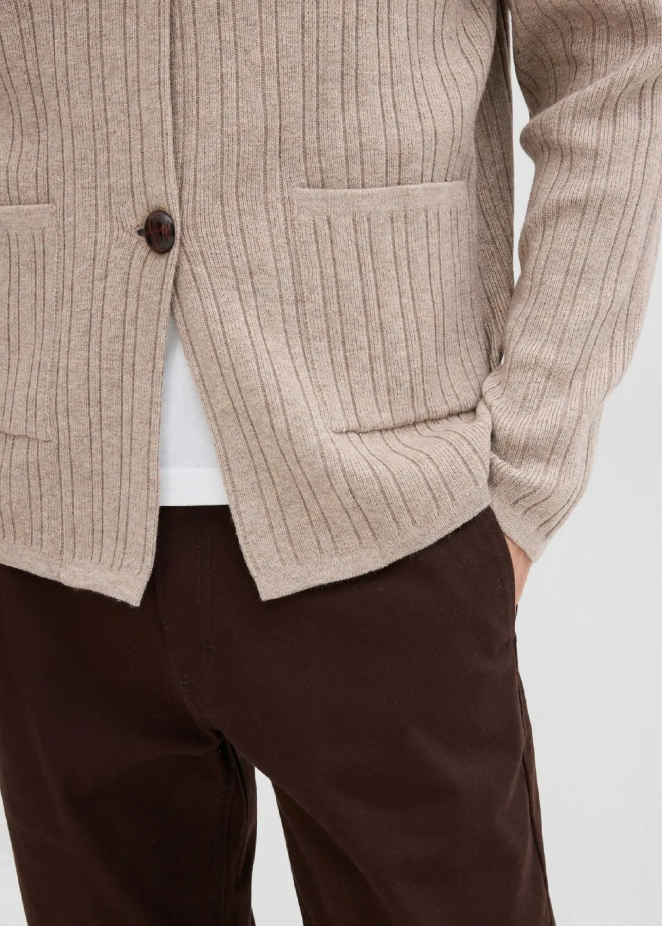 Chaqueta de punto fino de canalé