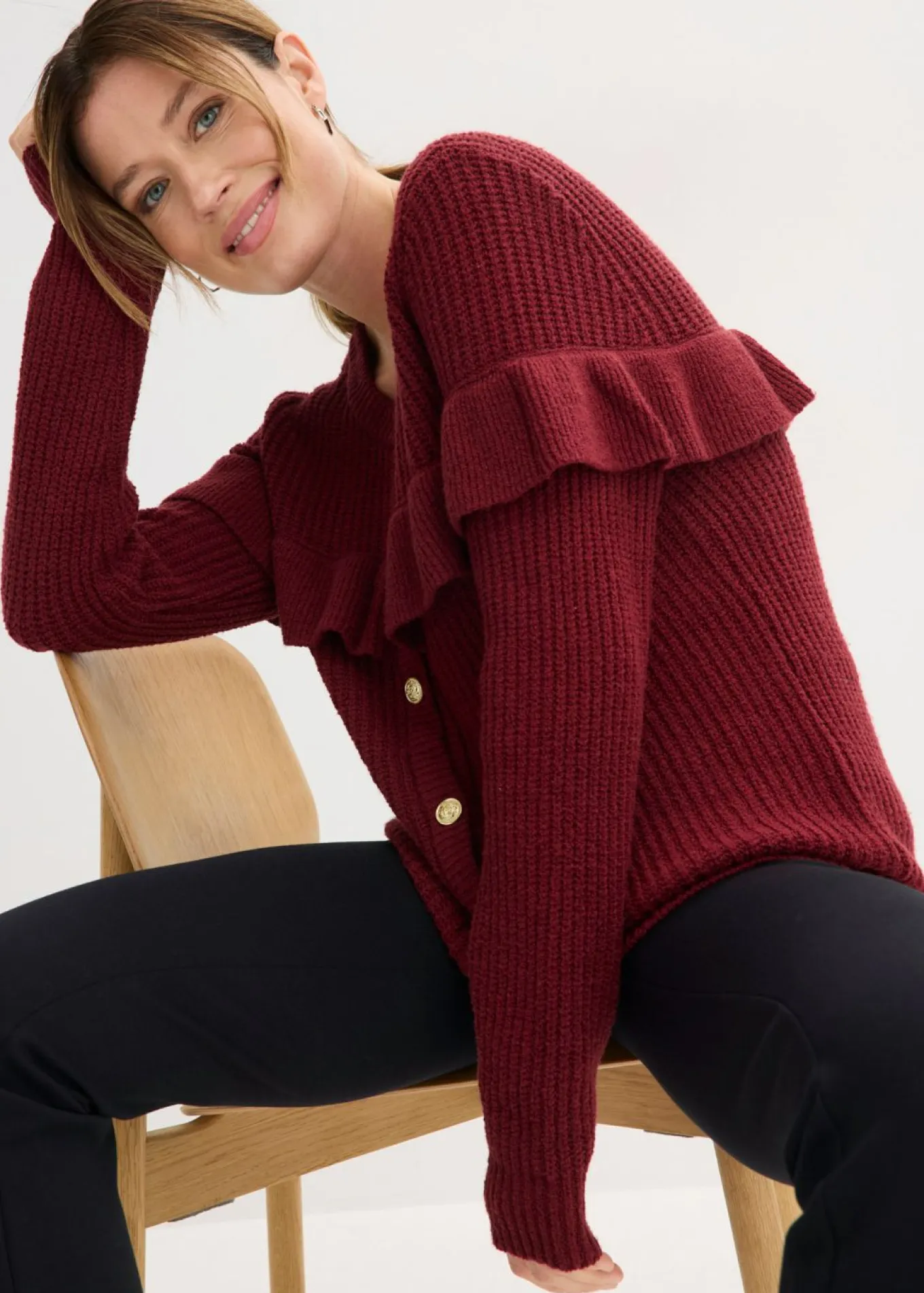 Chaqueta de punto fino de mezcla de algodón