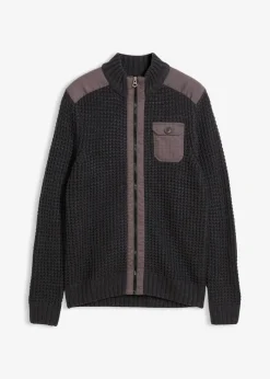 Chaqueta de punto grueso con estructura de barquillo y práctico bolsillo en el pecho