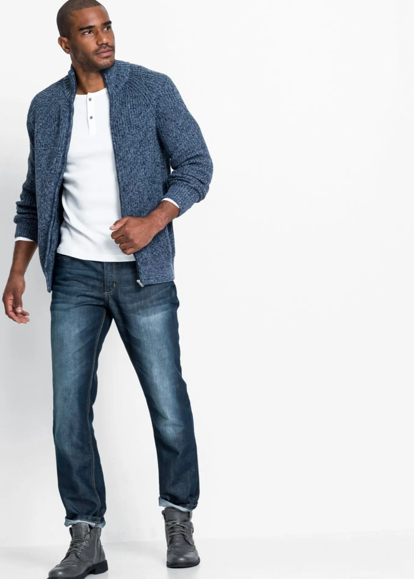 Chaqueta de punto grueso con capucha de suave mezcla de algodón