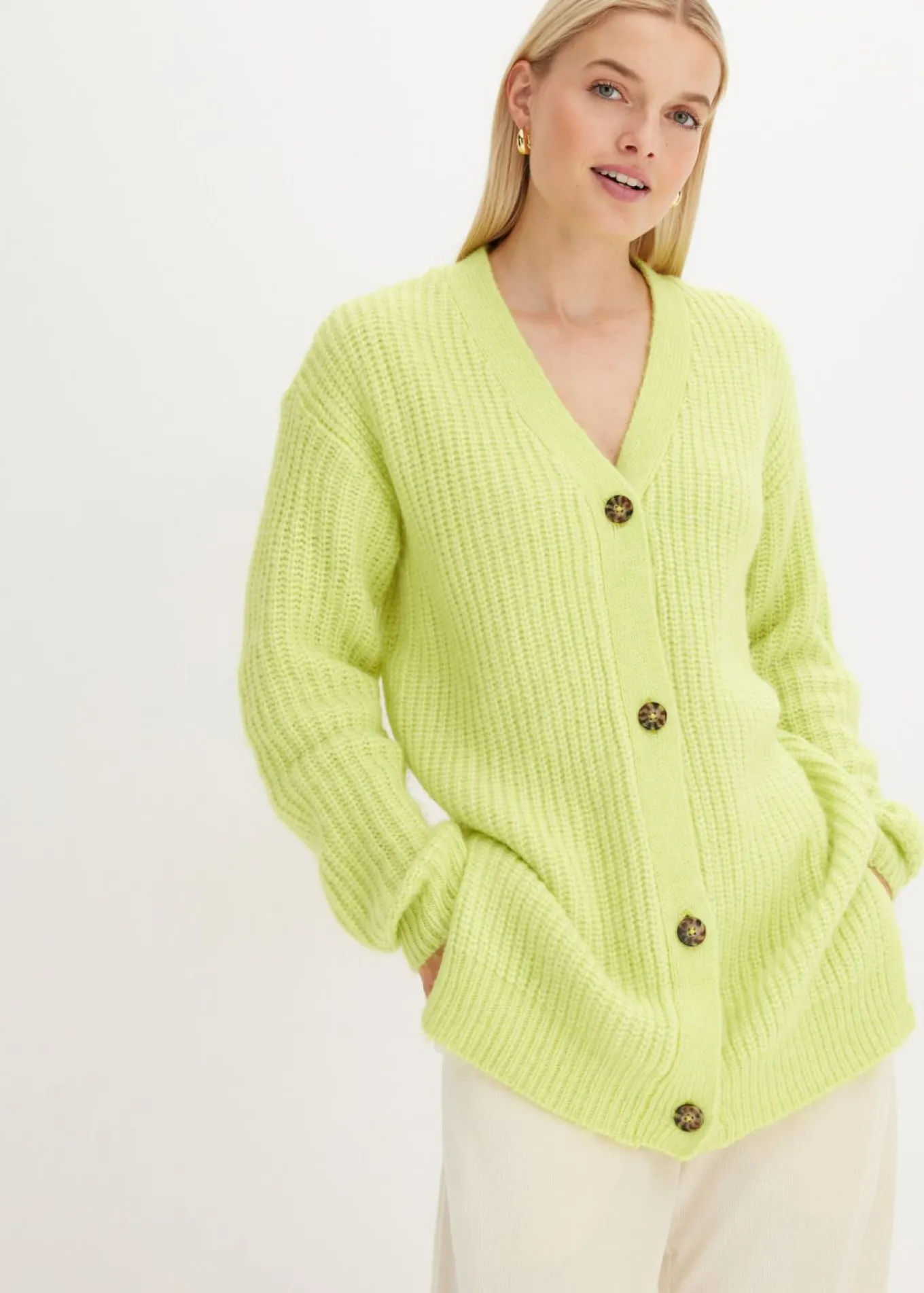 Chaqueta de punto grueso de suave mezcla de lana