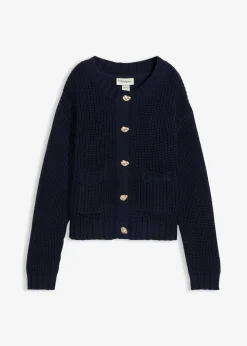 Chaqueta de punto grueso con botones con efecto martillado