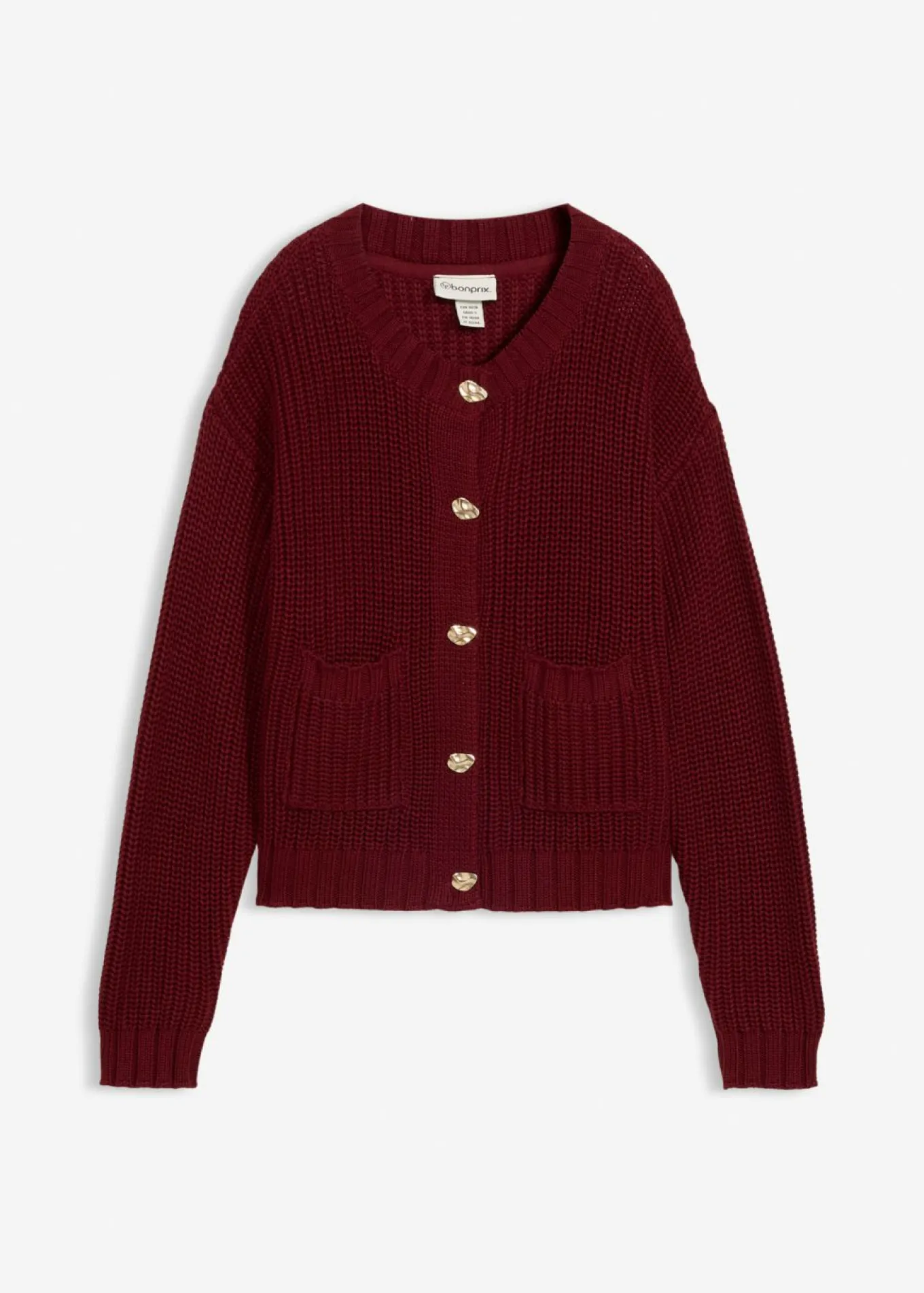 Chaqueta de punto grueso con botones con efecto martillado