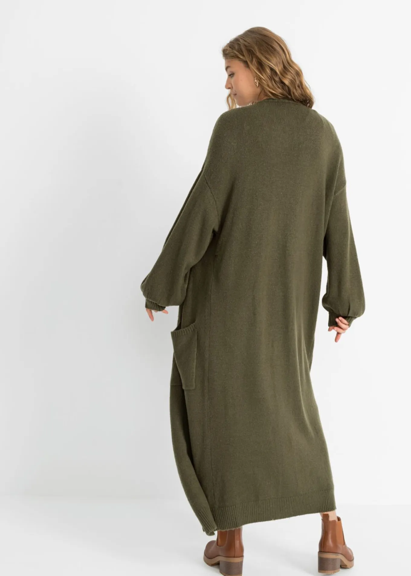 Chaqueta de punto holgada de largo midi