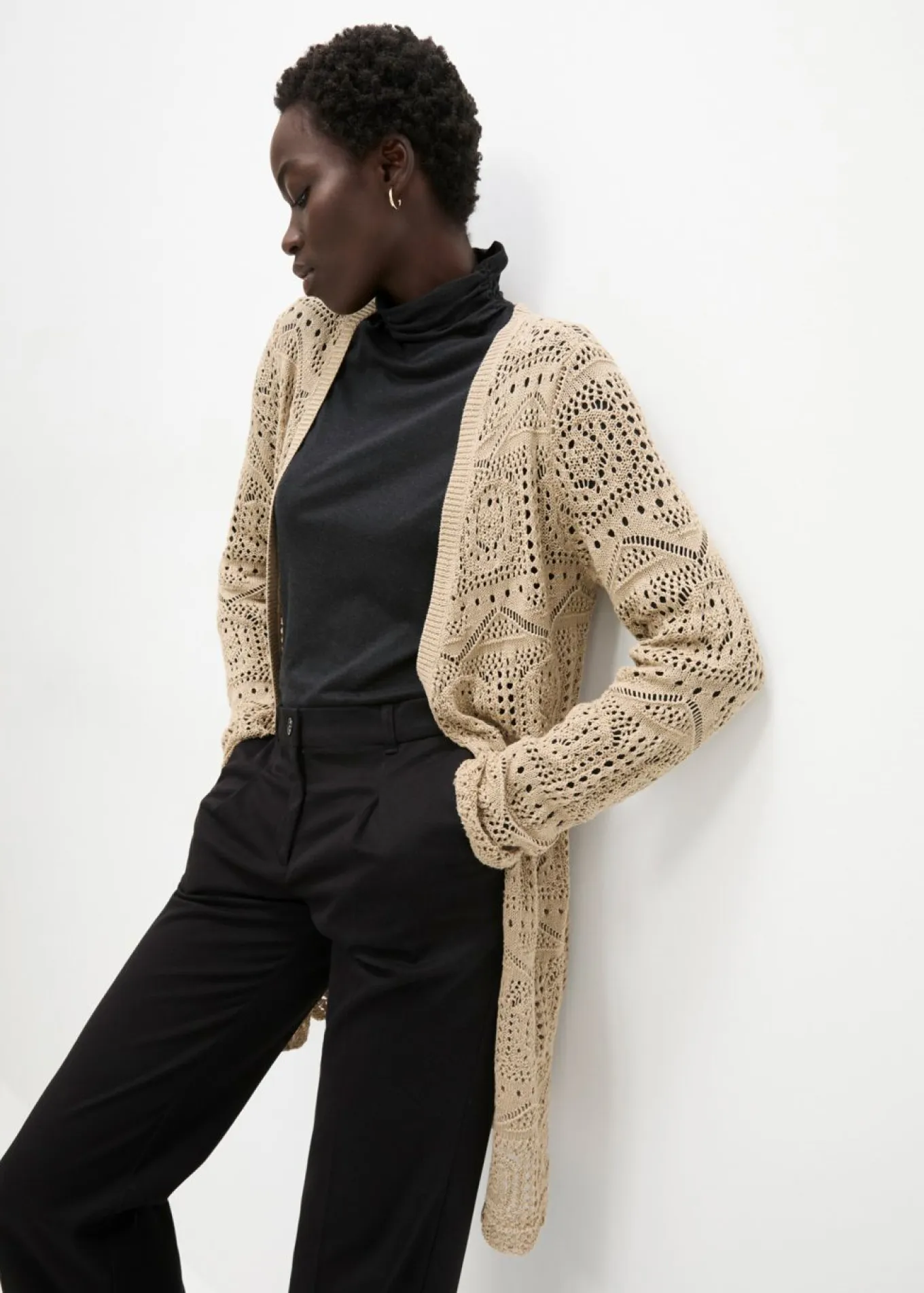 Chaqueta de punto larga