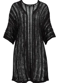 Chaqueta de punto larga con calados